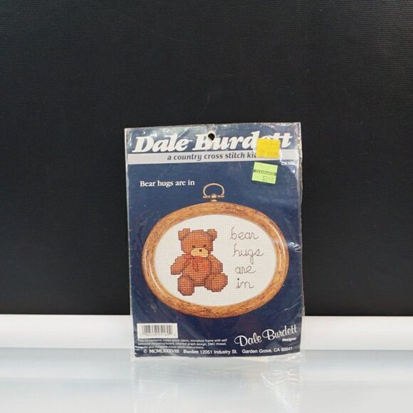 Bear Hugs Are In Dale Burdett Country Cross Stitch Kit With Frame 1988 NOS - Picture 2 of 5